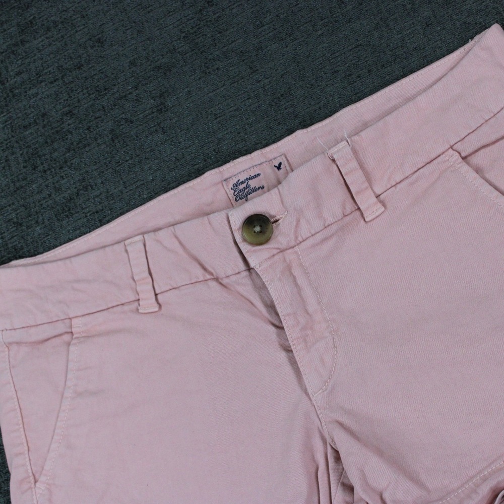 American Eagle Pink Stretch Chino Shorts Womens 6 Cuffed Summer Casual